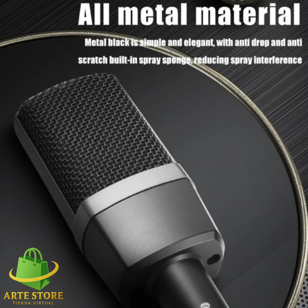 🎤 Kit de Micrófono Condensador Profesional + Tarjeta de Sonido 🎤