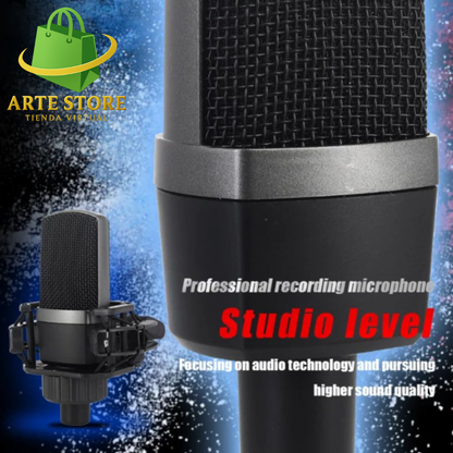 🎤 Kit de Micrófono Condensador Profesional + Tarjeta de Sonido 🎤