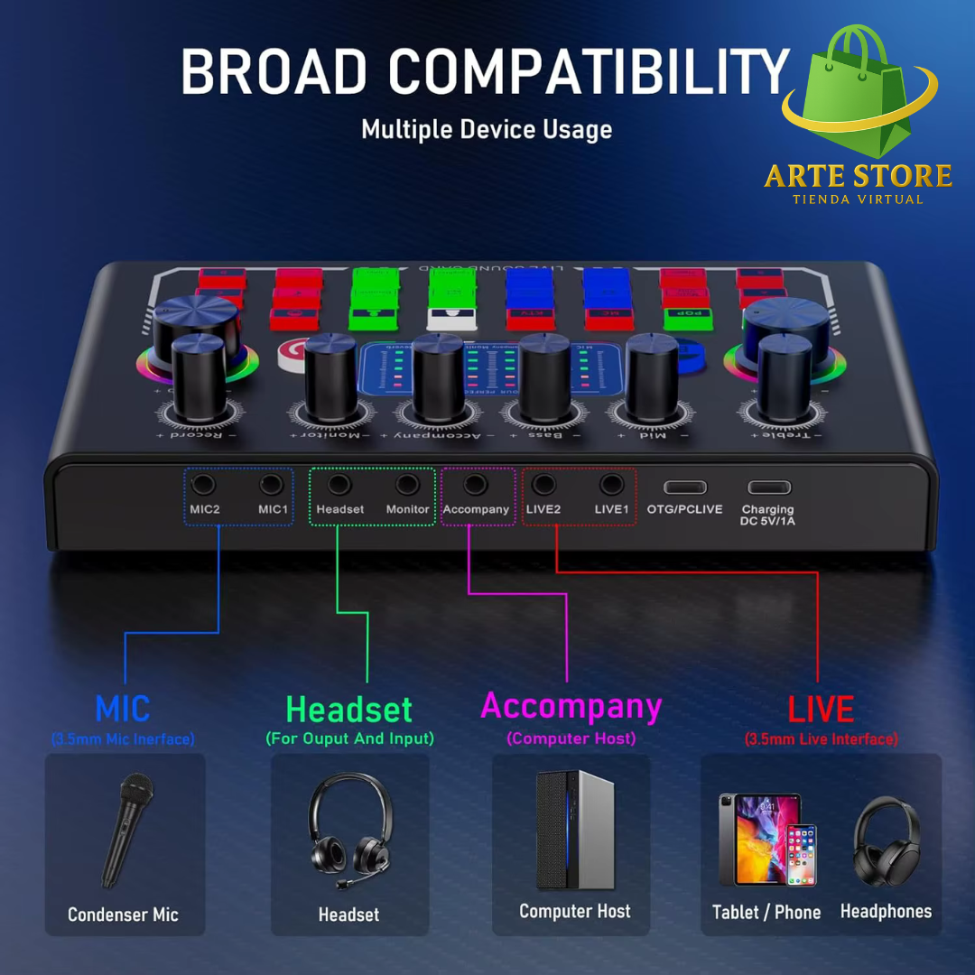 🎤 Kit de Micrófono Condensador Profesional + Tarjeta de Sonido 🎤